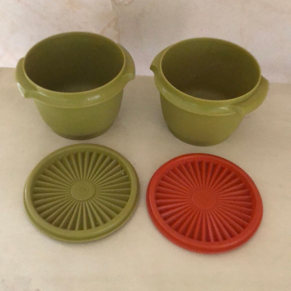 Vintage Tupperware mismatched covered storage bowls